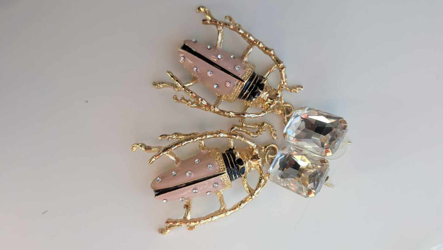 Aretes escarabajo Rosa