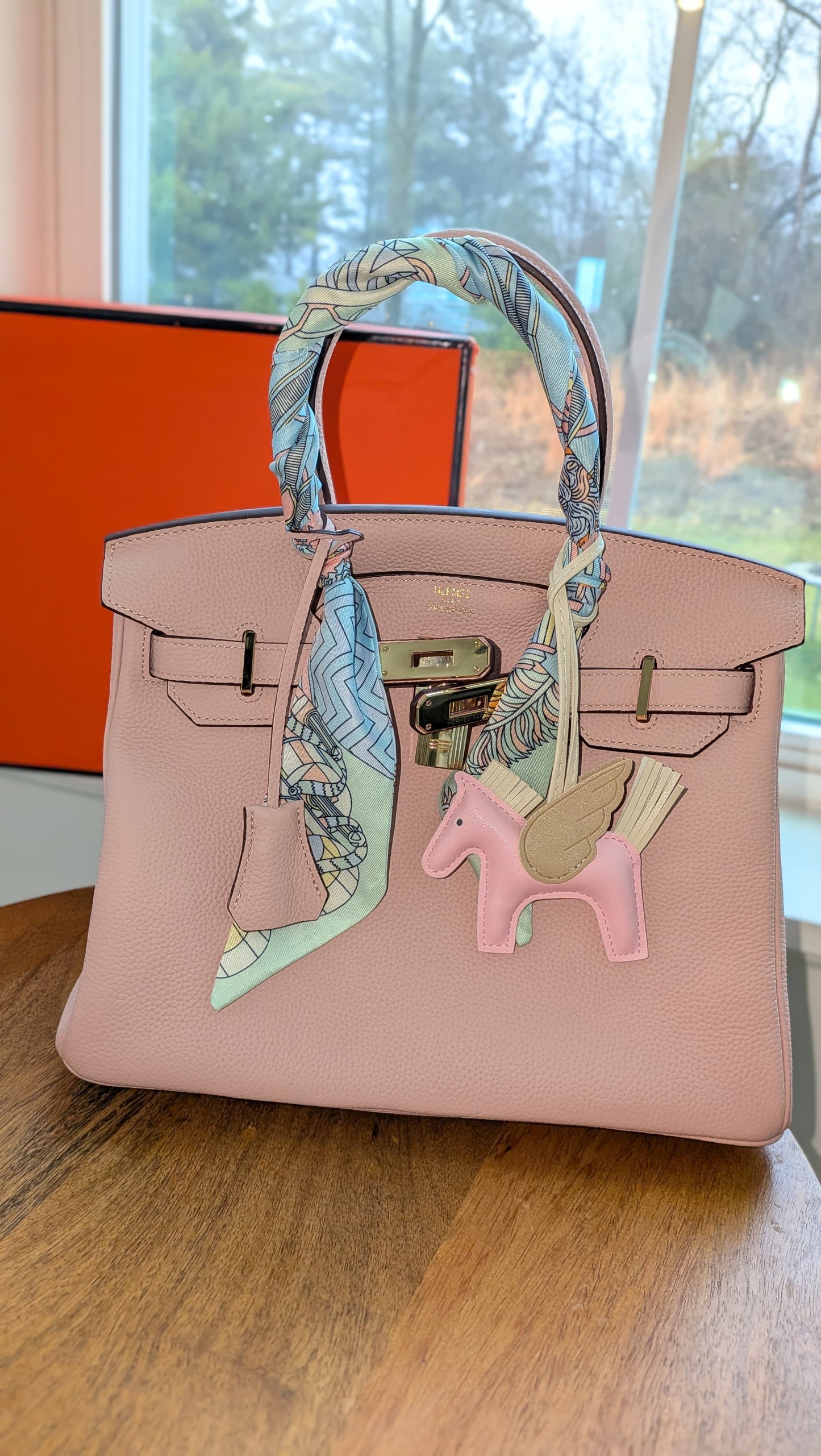 Bolsa Hermes Rosa top quality con accesorios