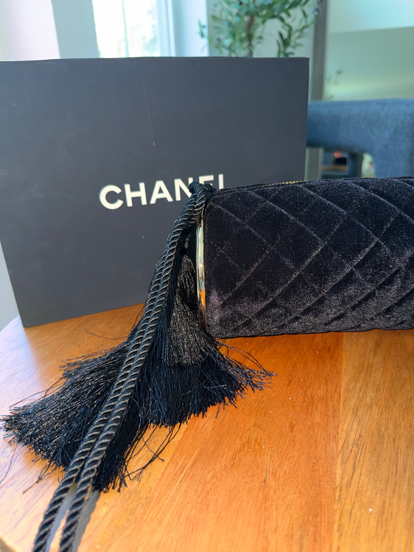 Bolsa Chanel negra terciopelo top quality