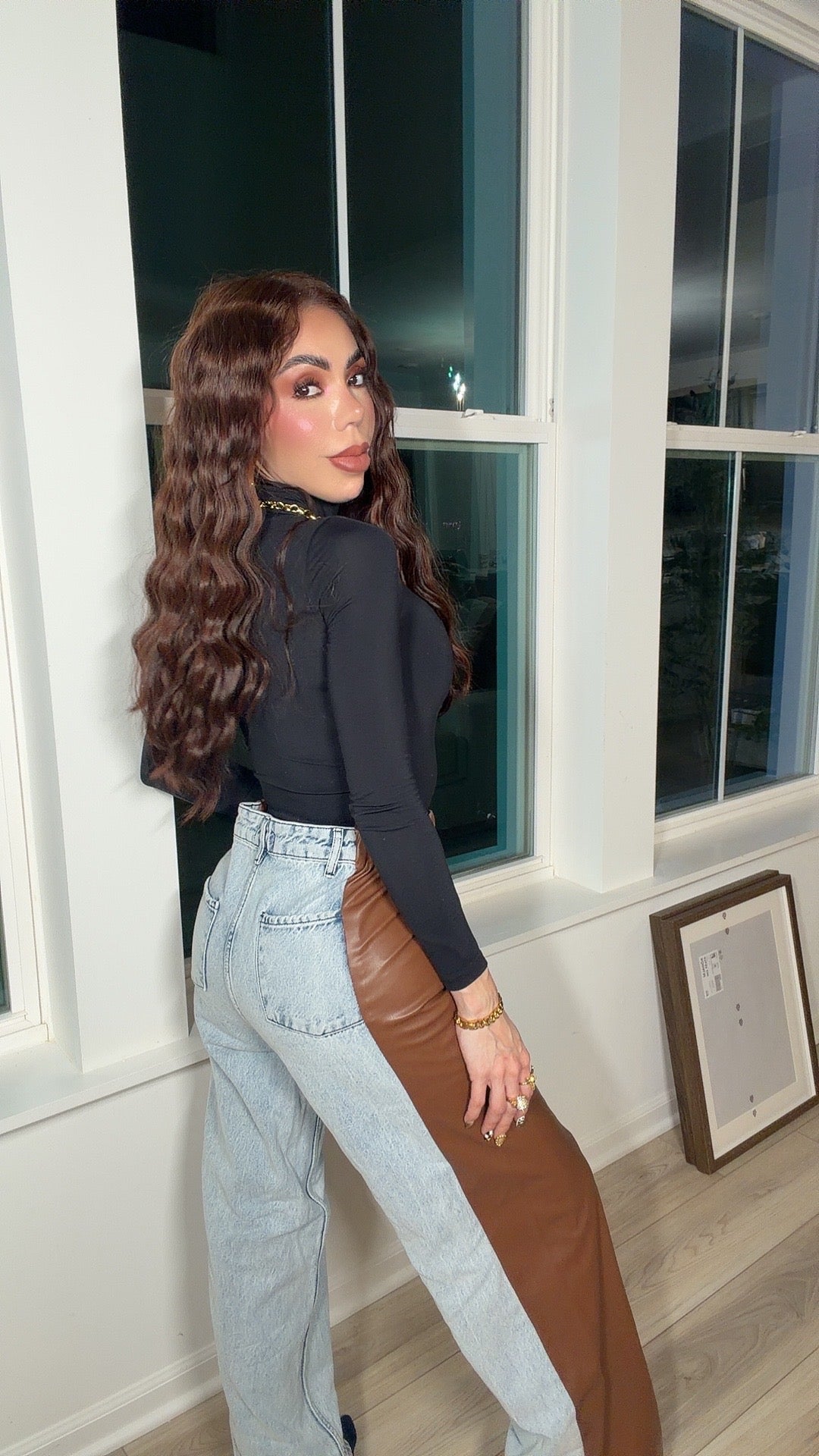 Pantalón mezclilla cuero