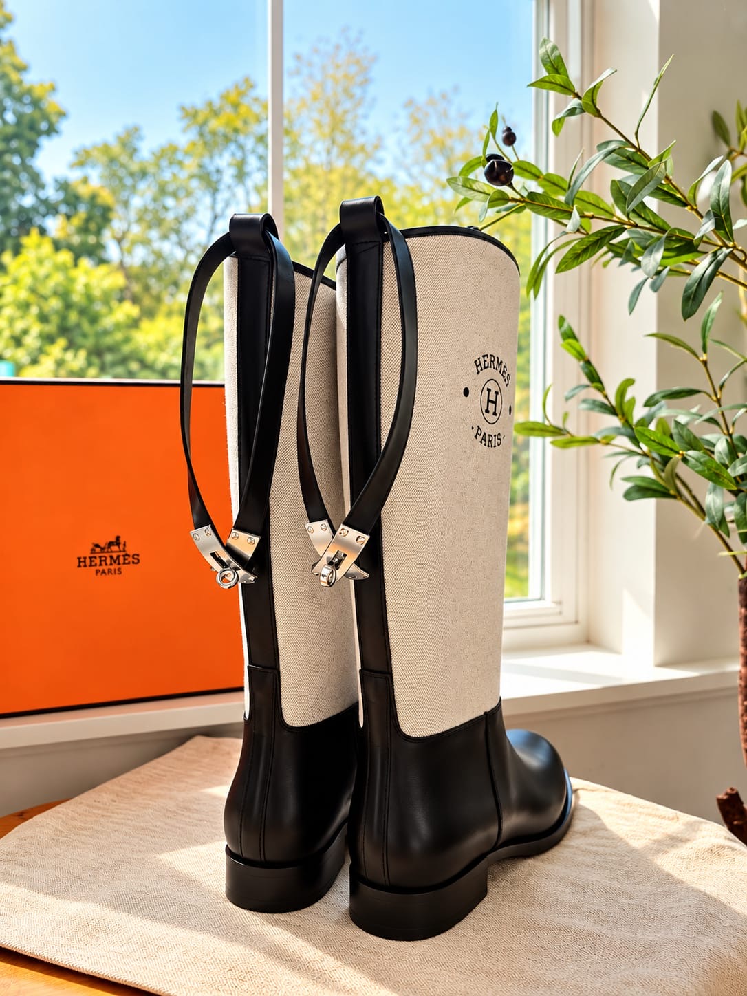 Botas Hermes talla 8 top quality con caja cubre y cubre polvo