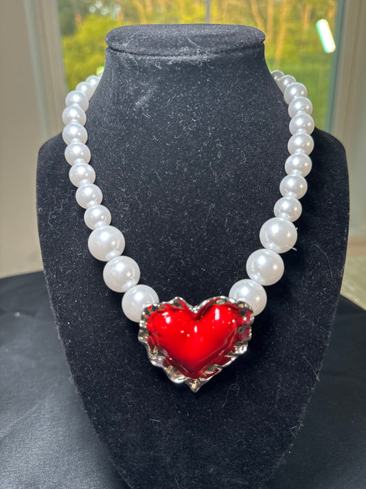 Collar perla corazón