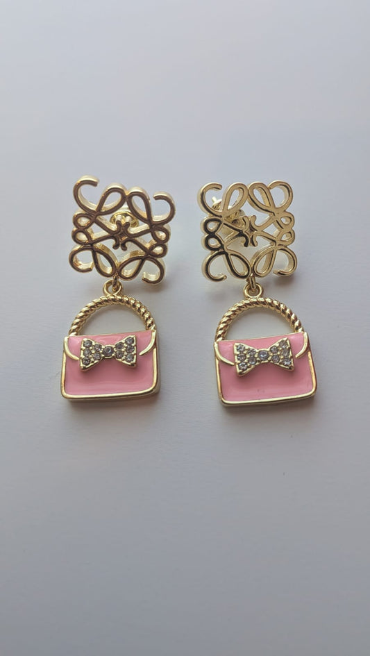 Aretes Loewe bolsa rosa
