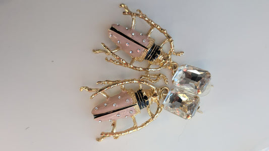 Aretes escarabajo Rosa