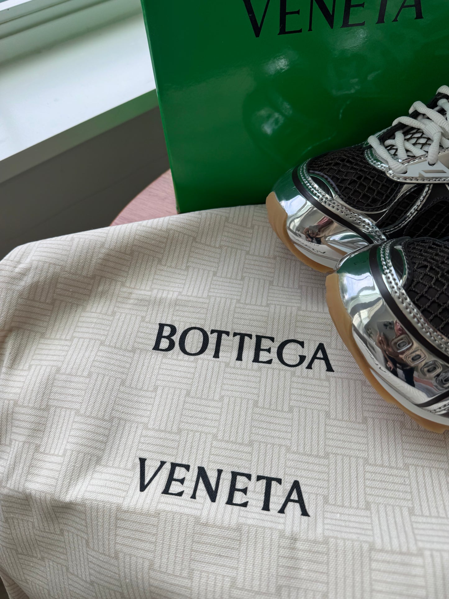 Tenis bottega cafe con plata talla 8 top quality
