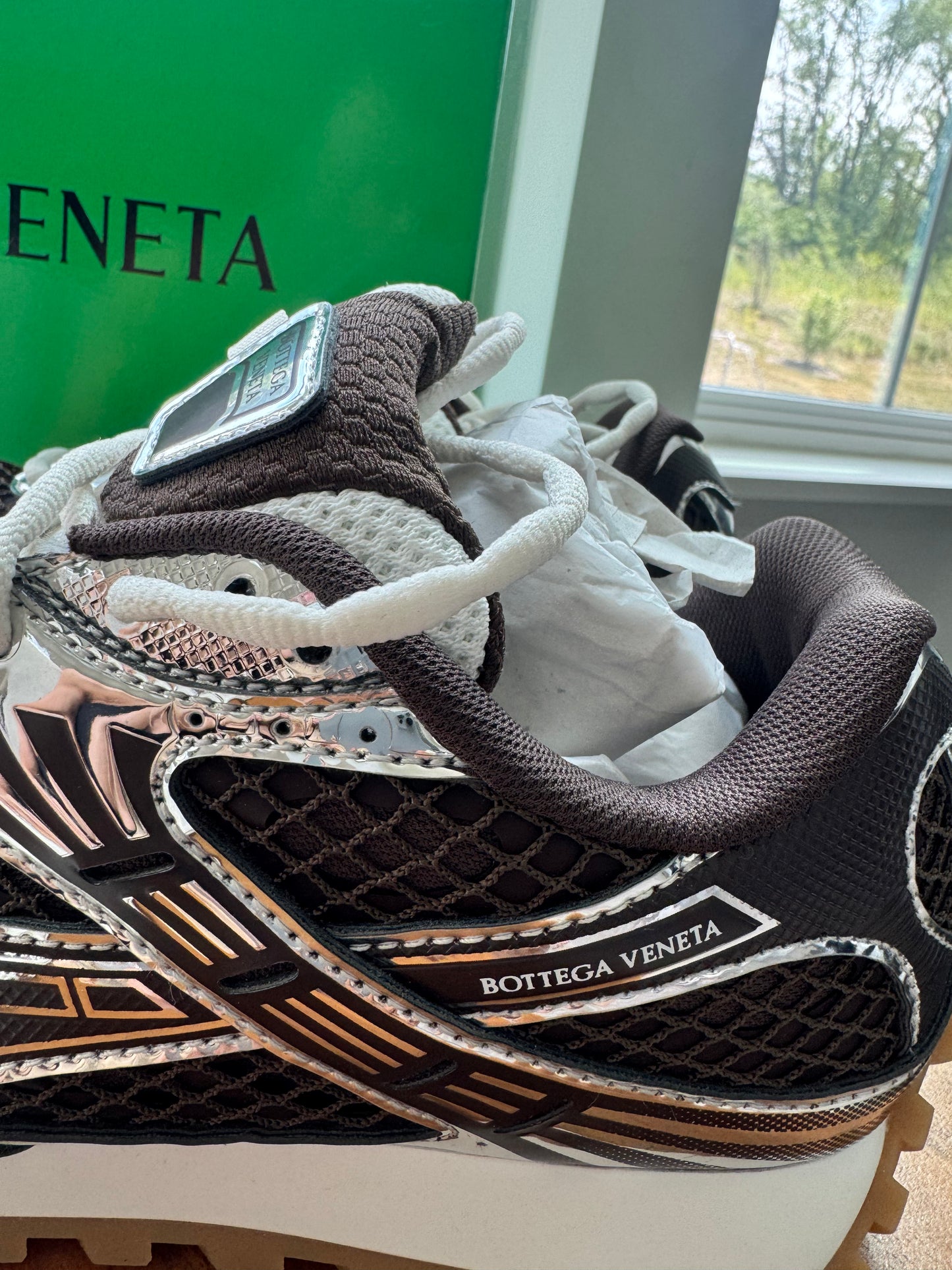 Tenis bottega cafe con plata talla 8 top quality