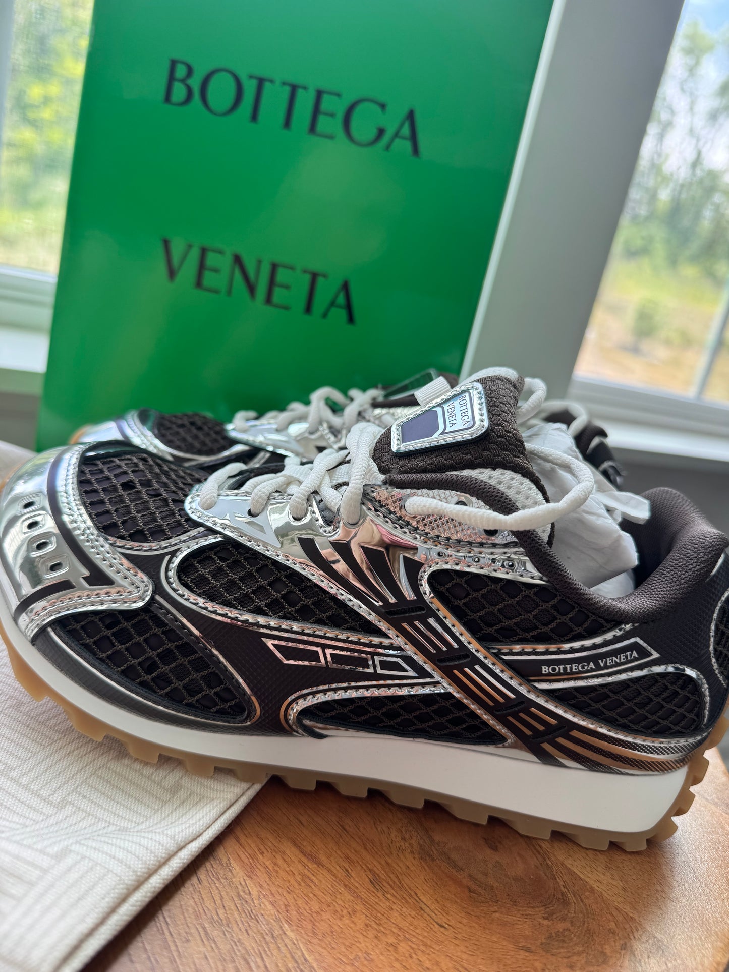 Tenis bottega cafe con plata talla 8 top quality