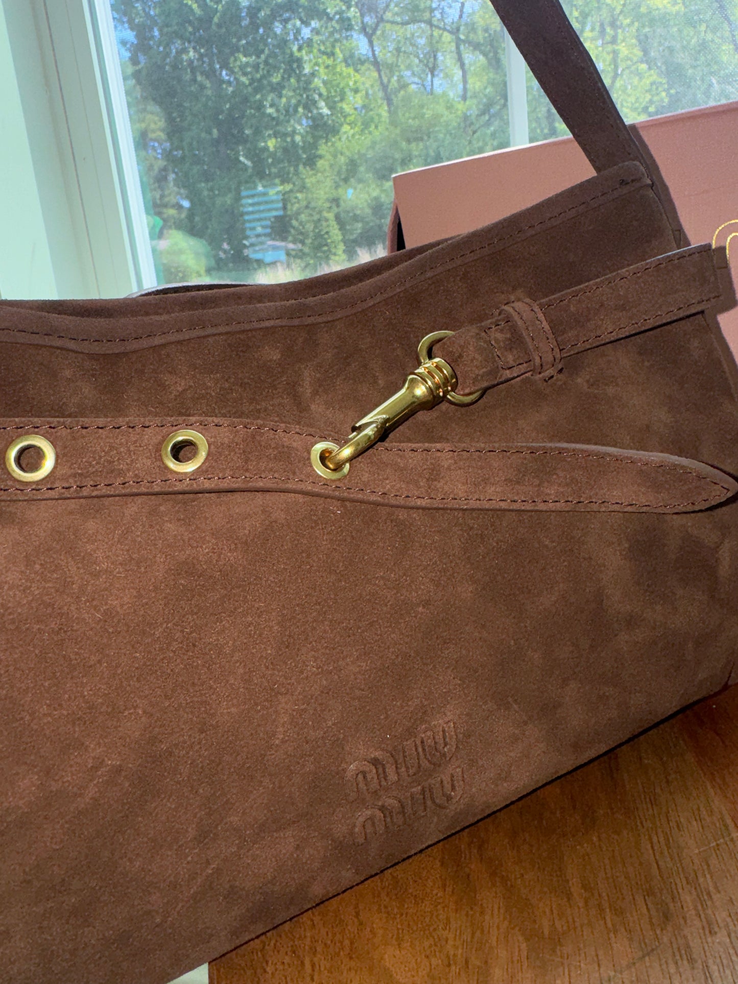 Bolsa Miu Miu café con caja
