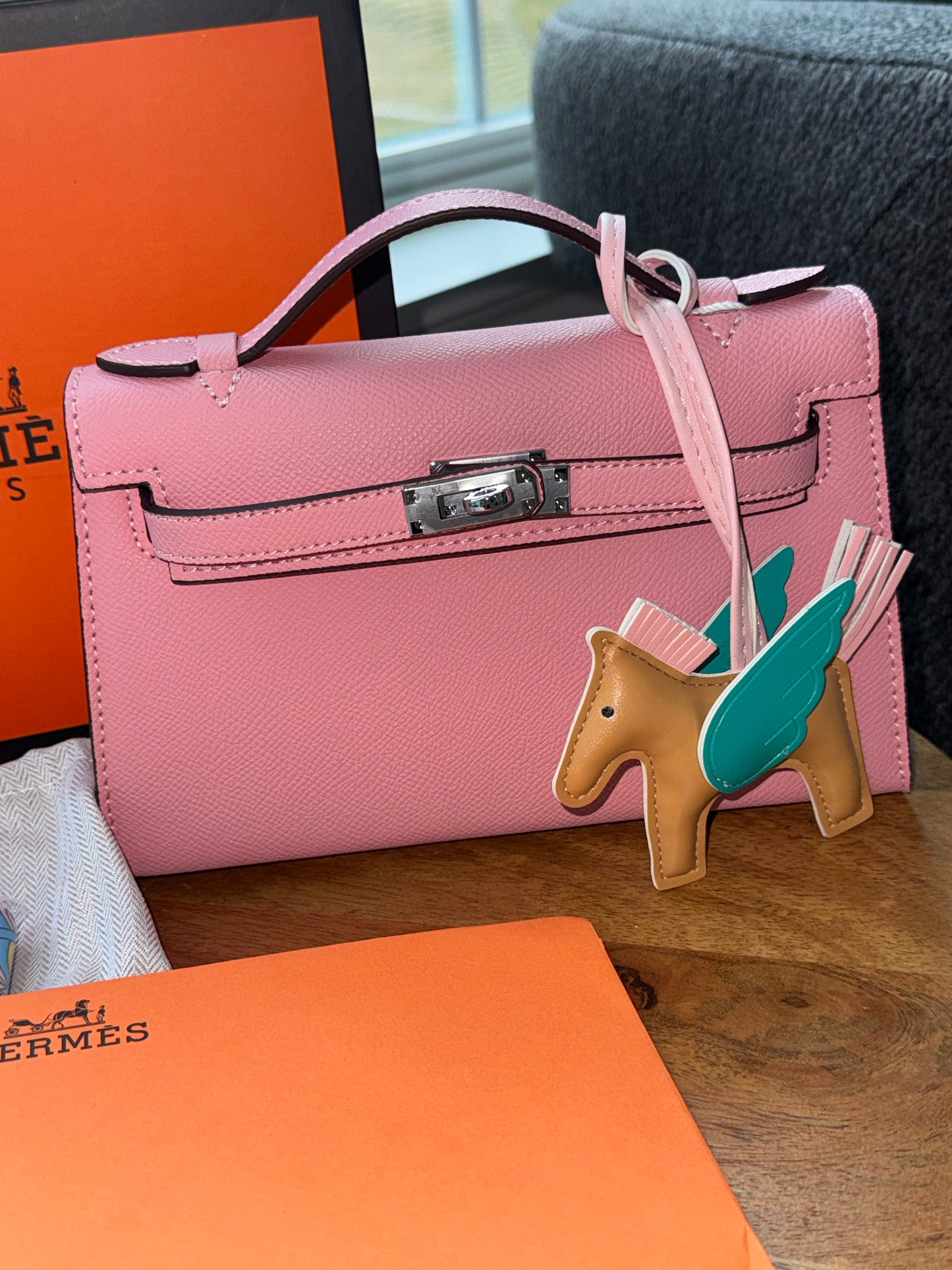 Bolsa Kelly Rosita con accesorios y caja top quality