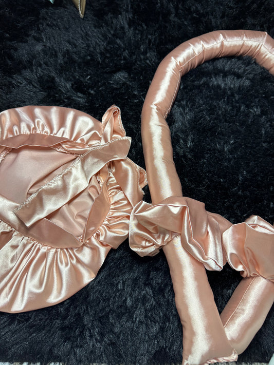 Hair roller peach satin