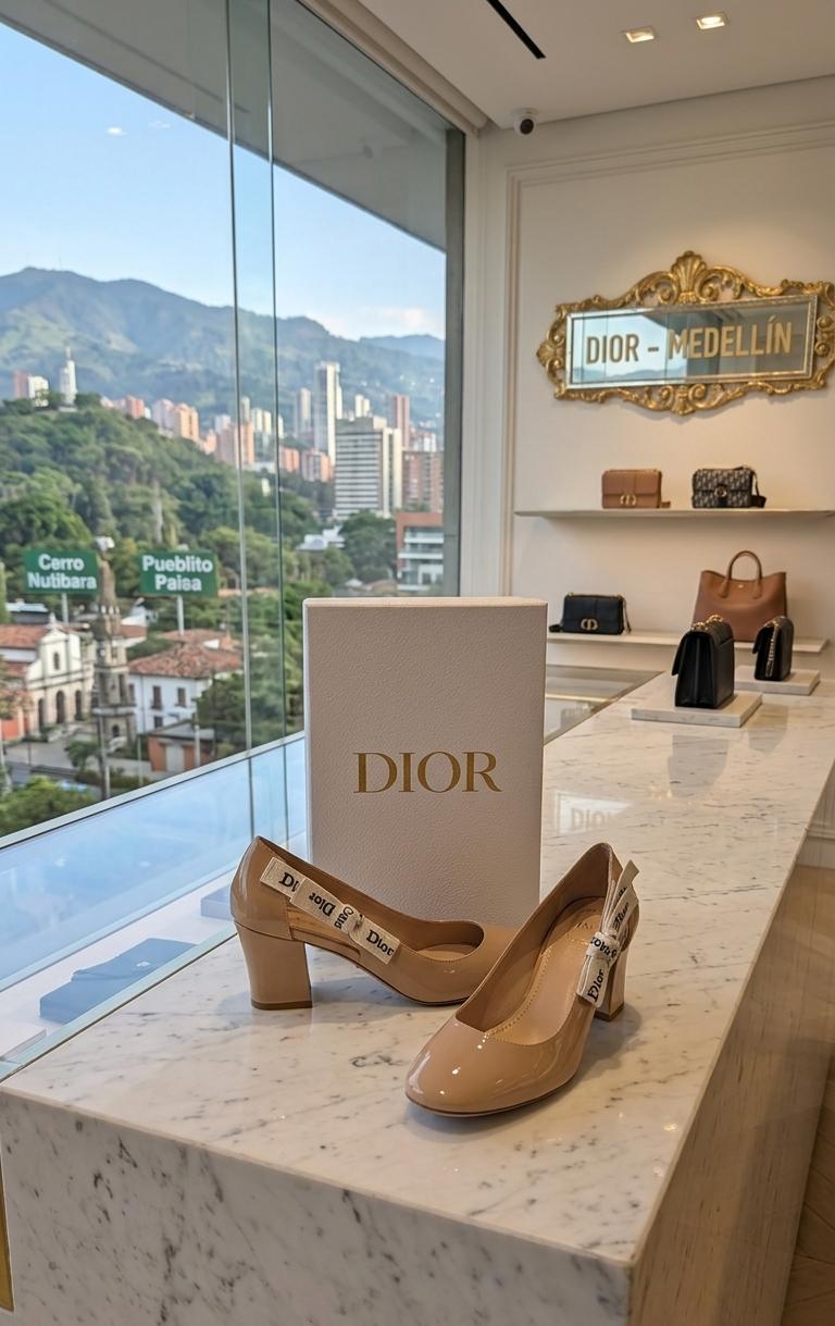 Tacones Dior talla 8 top quality color nude con caja