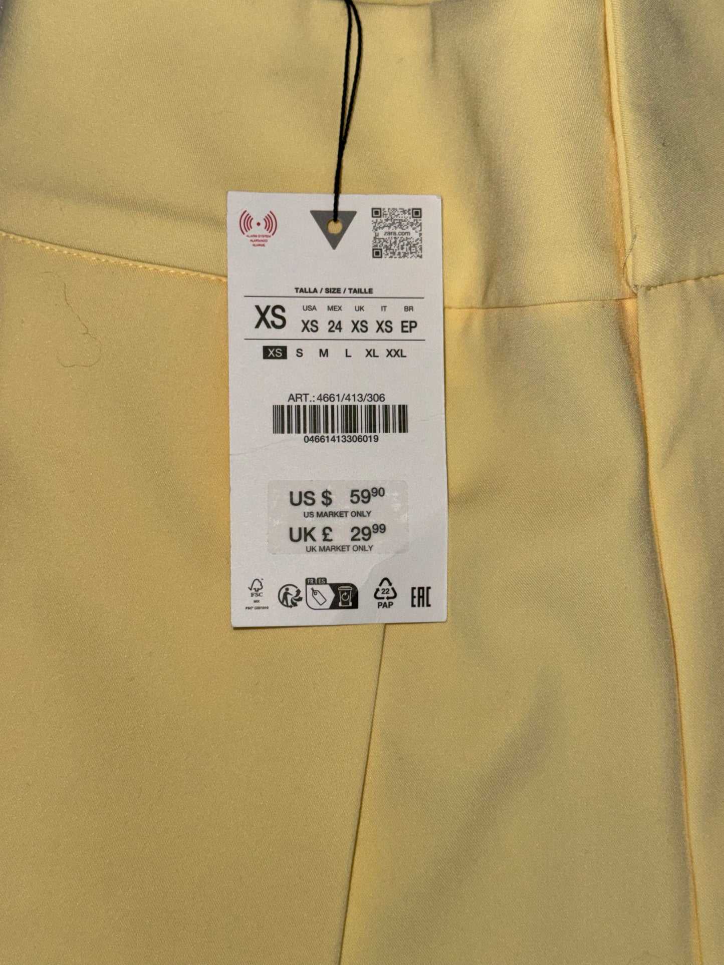Closet sale pantalón Zara Amarillo XS nuevo