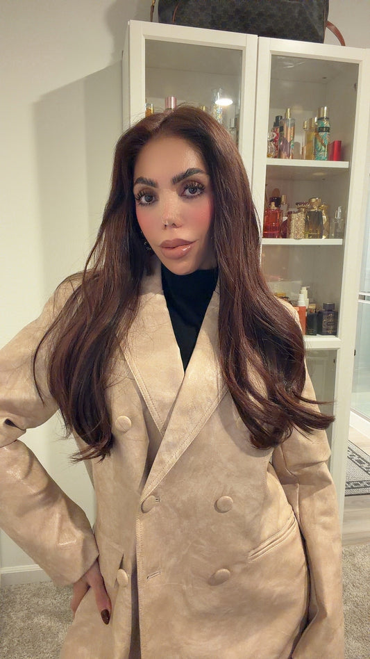 Blazer cuero beige oversized en todas las tallas queda divino