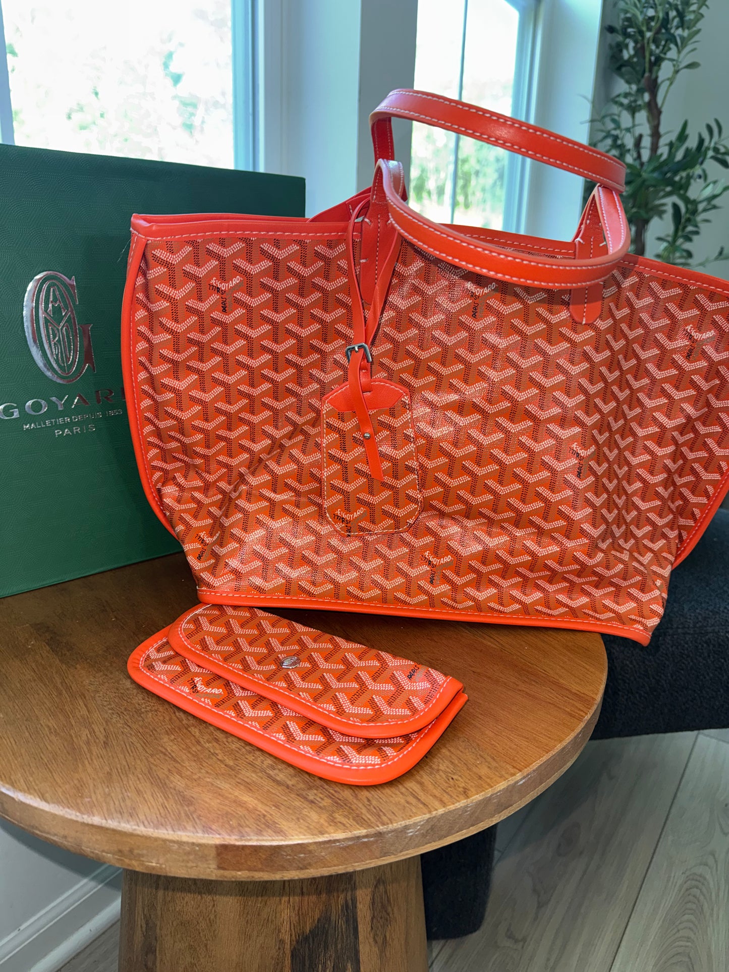 Bolsa goyard naranja top quality con cartera incluye caja