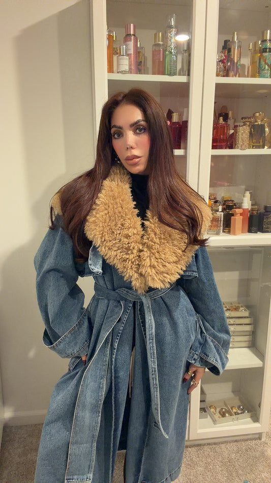 Gabardina mezclilla hermosa en todas las tallas