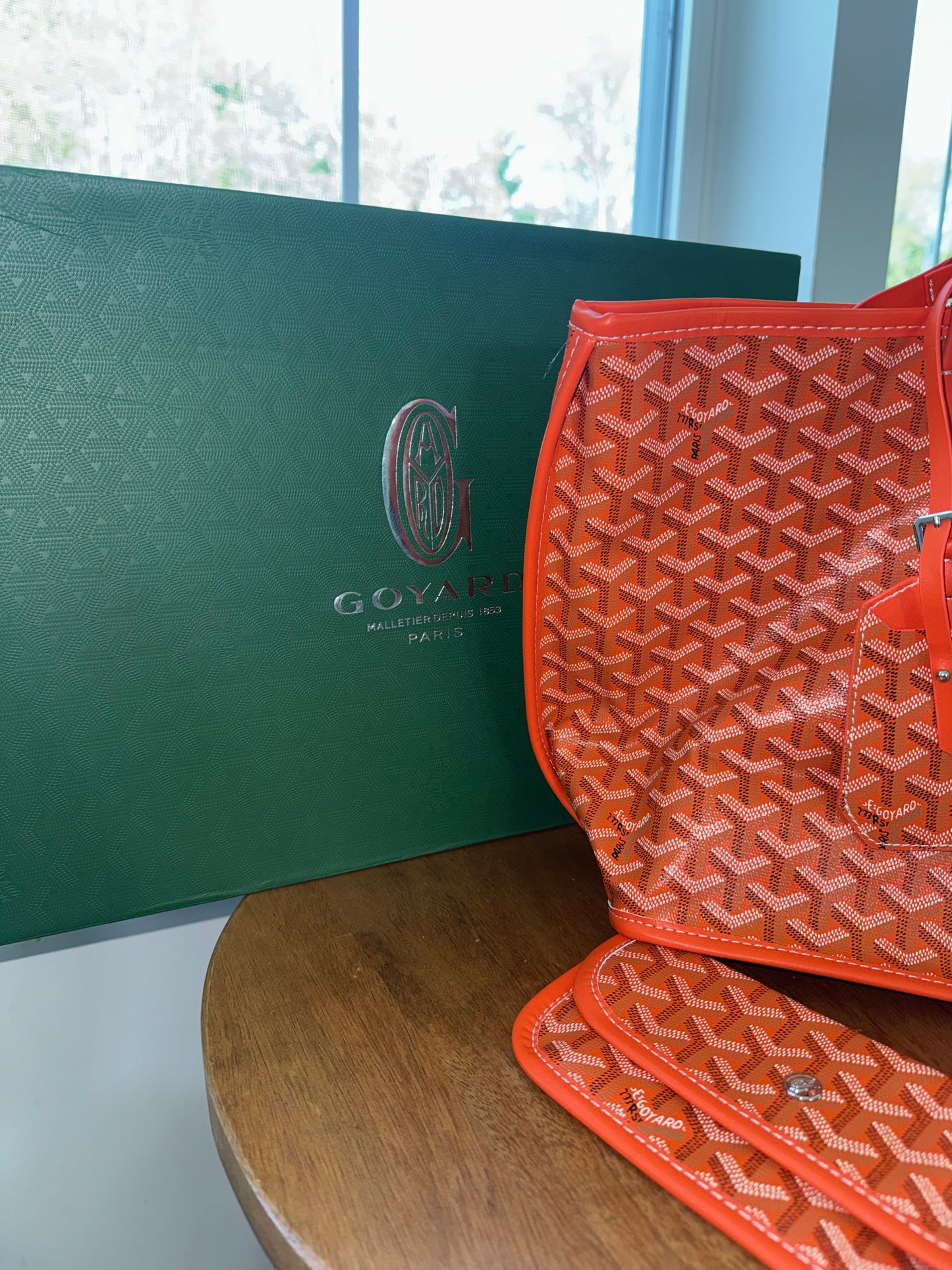 Bolsa goyard naranja top quality con cartera incluye caja