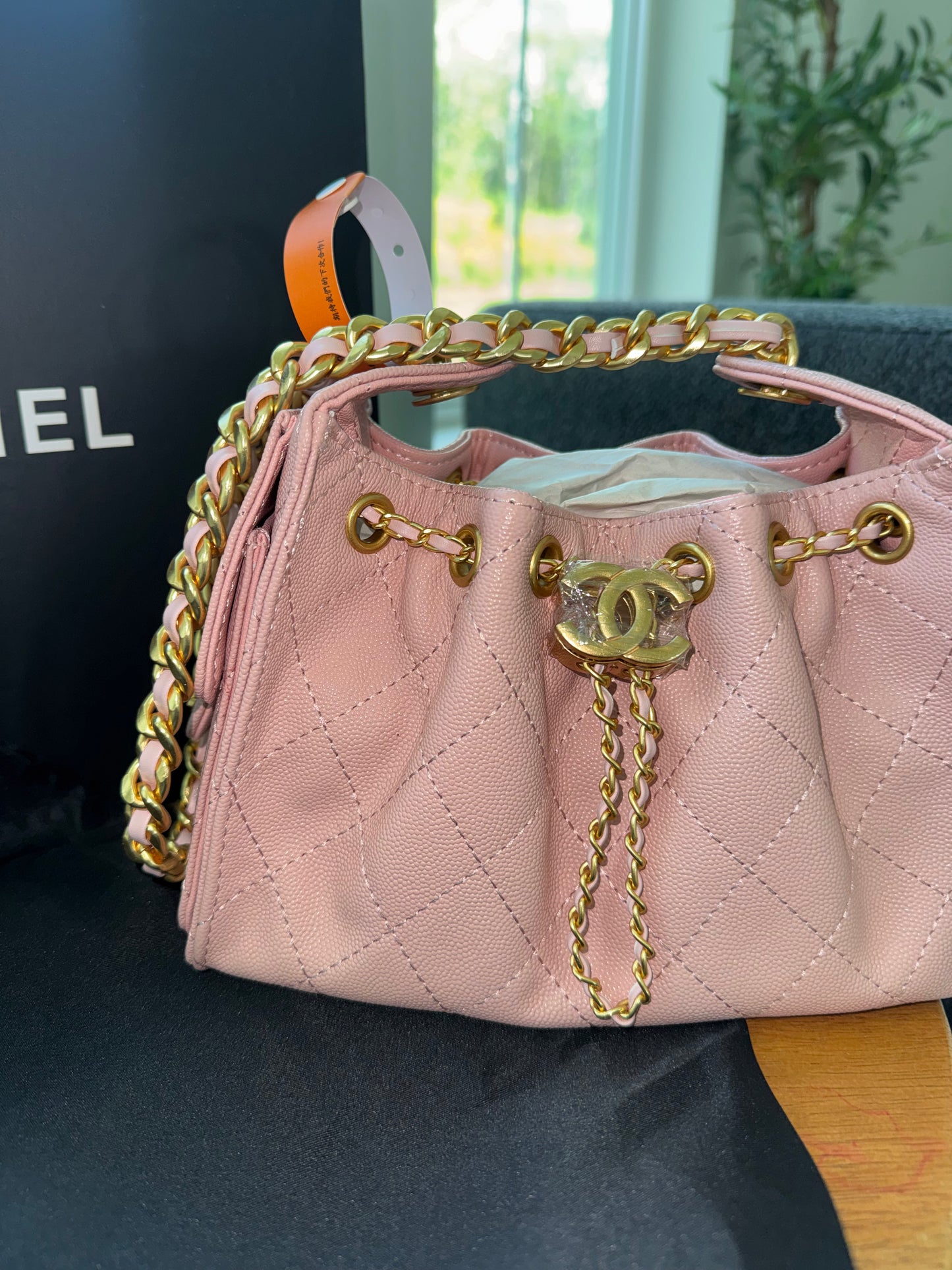 Bolsa Chanel 35 mediana Rosa top quality con caja y cubre polvo