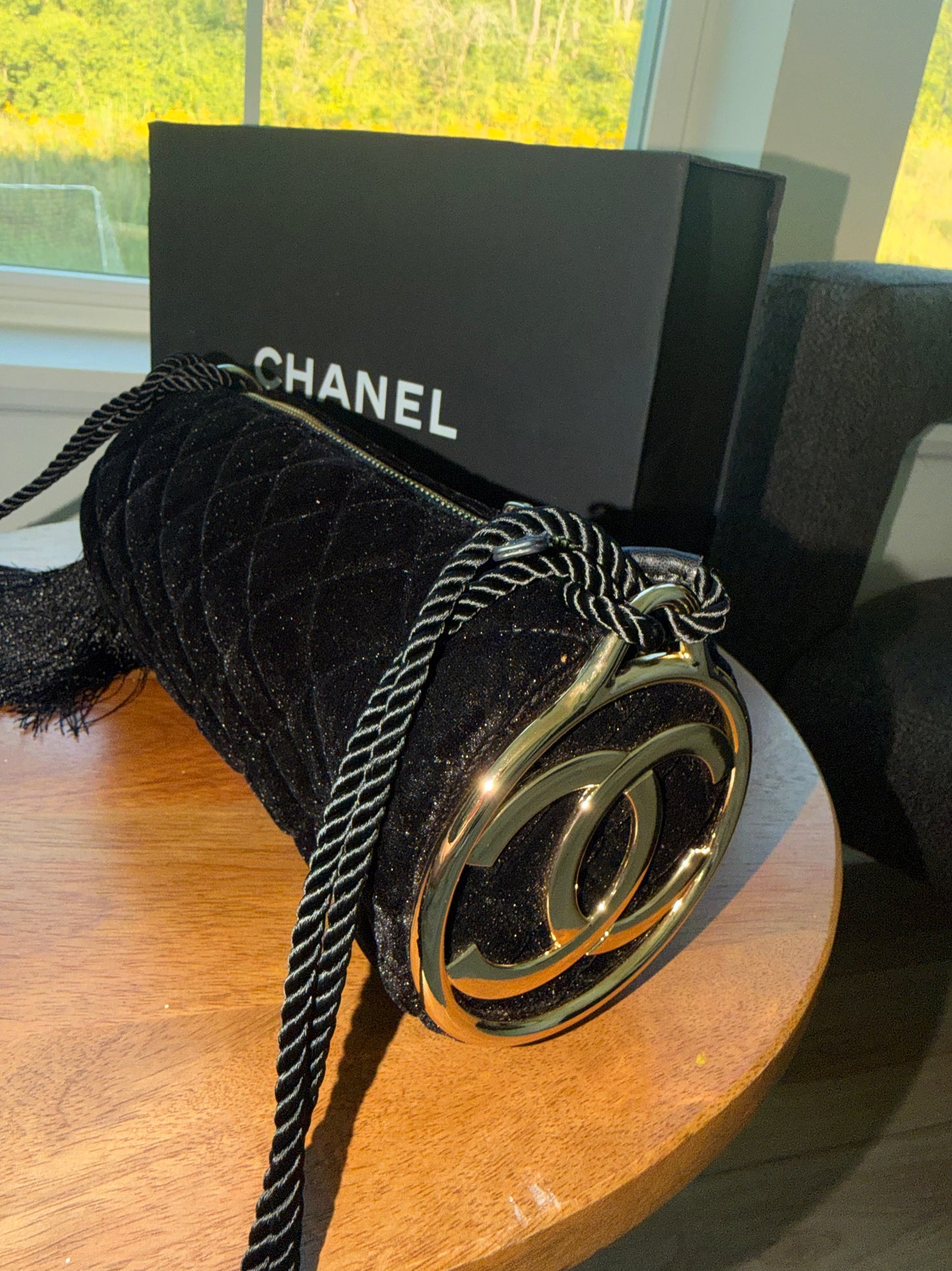 Bolsa Chanel negra terciopelo top quality