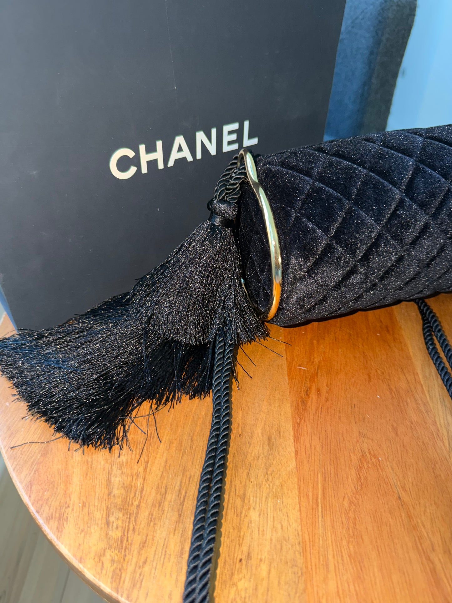 Bolsa Chanel negra terciopelo top quality