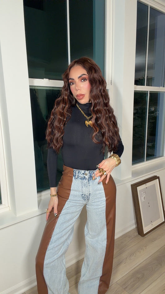 Pantalón mezclilla cuero